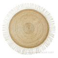 hand woven round hemp jute rugs with tassels